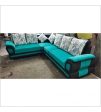 Alida 6 Seater Fabric Sofa LHS in Aqua Blue